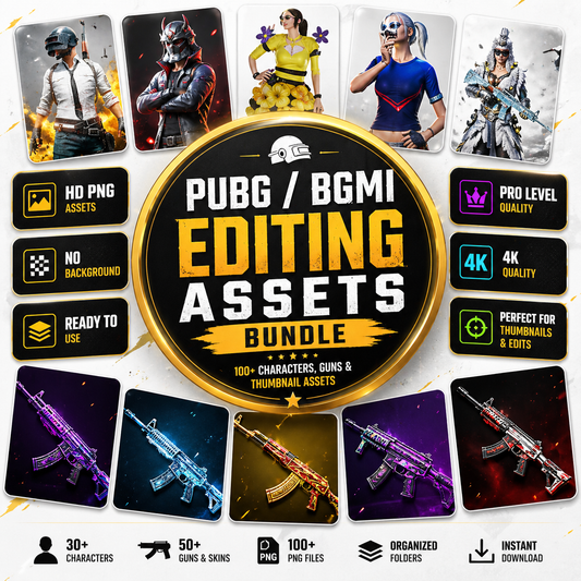 Ultimate Gaming Thumbnail Pack - 100+ PUBG/BGMI Characters & Gun Skins
