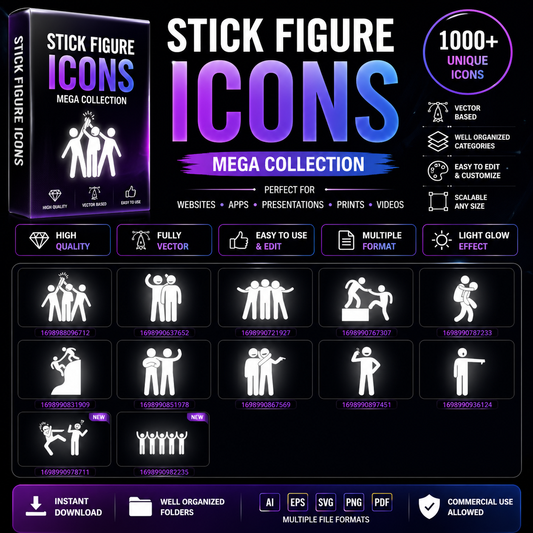 1000+ Stick Figure Glowing  Icons Mega Collection