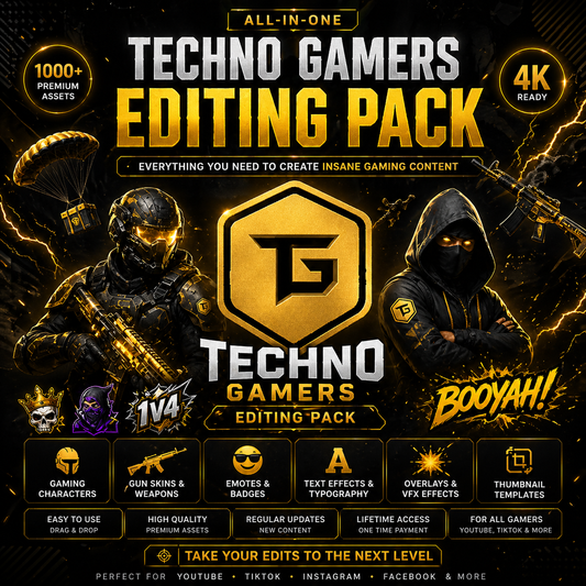Techno Gamers Ultimate Editing Pack 2026 | 1000+ Premium Gaming Assets