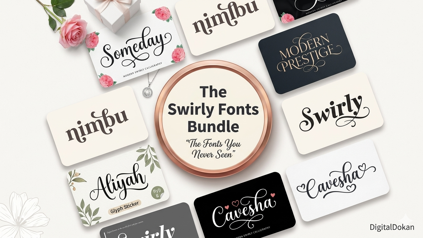 The Swirly Fonts Bundle - Unique Script & Calligraphy Fonts for Logo Design, Weddings & Branding