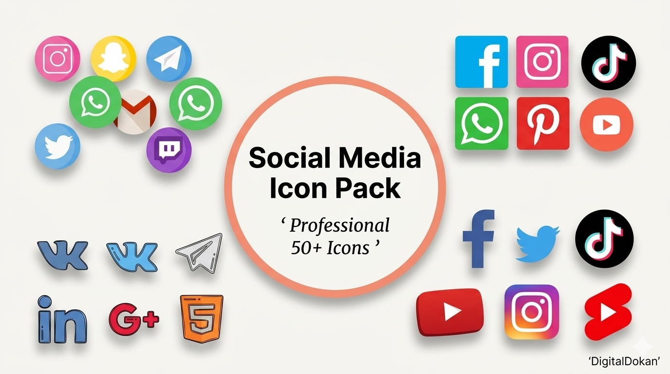 50+ Professional Social Media Icon Pack - High-Quality Vector Icons for Websites, Business Cards & Apps