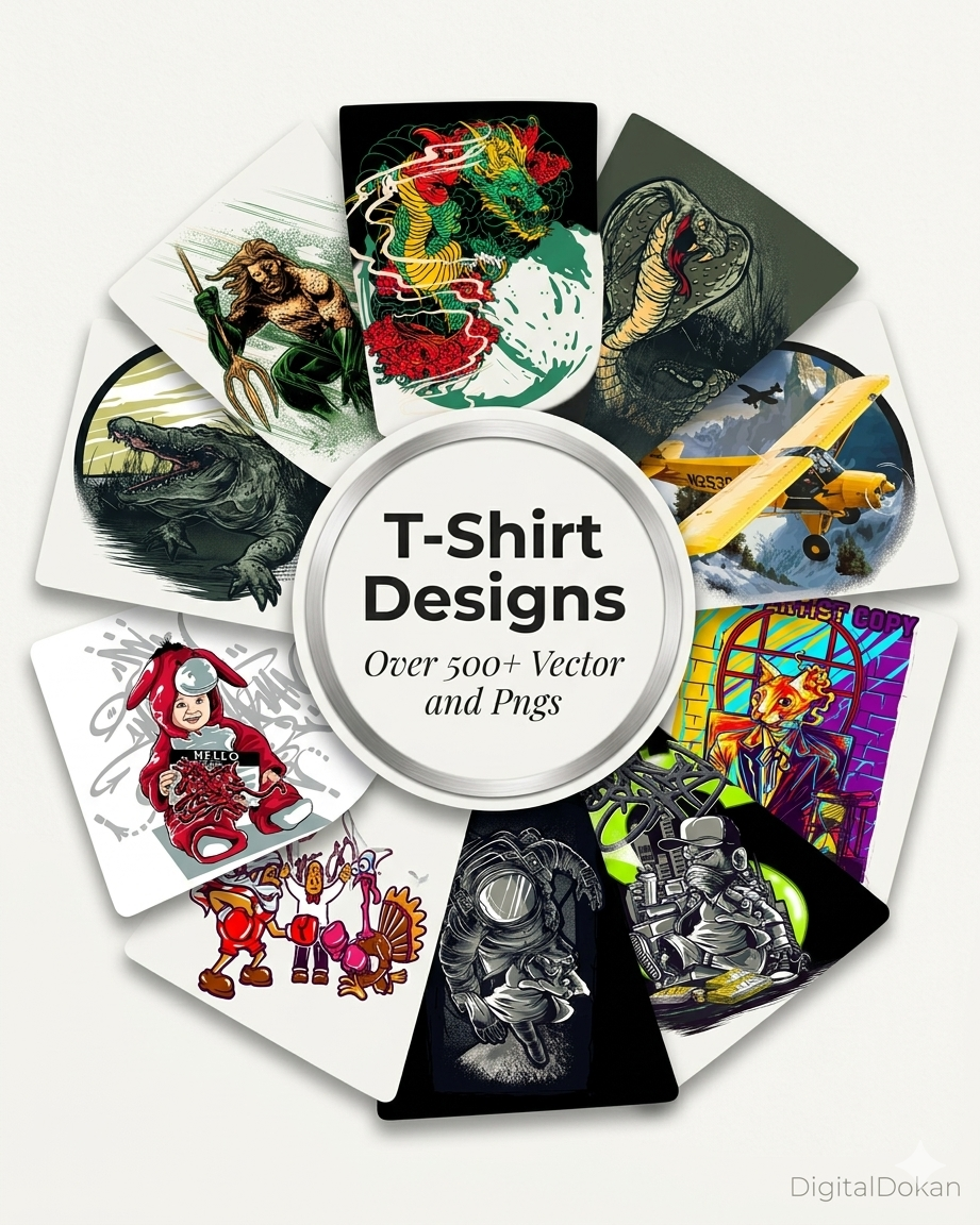 500+ Premium T-Shirt Designs Mega Bundle - High-Quality Vector & PNG Graphics for Streetwear & Merch