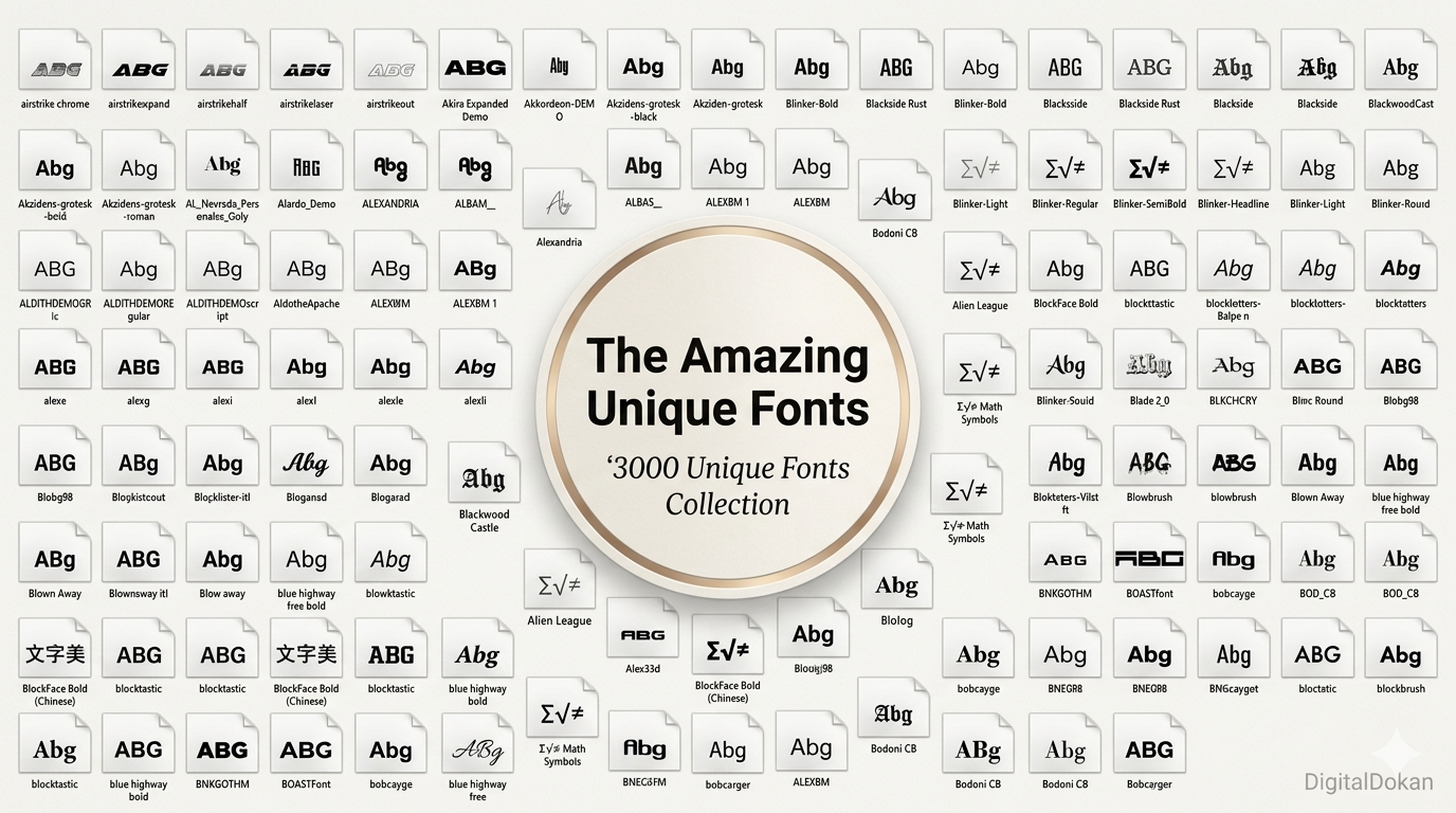 3000 Unique Fonts Mega Collection - The Ultimate Typography Library for Designers & Creatives