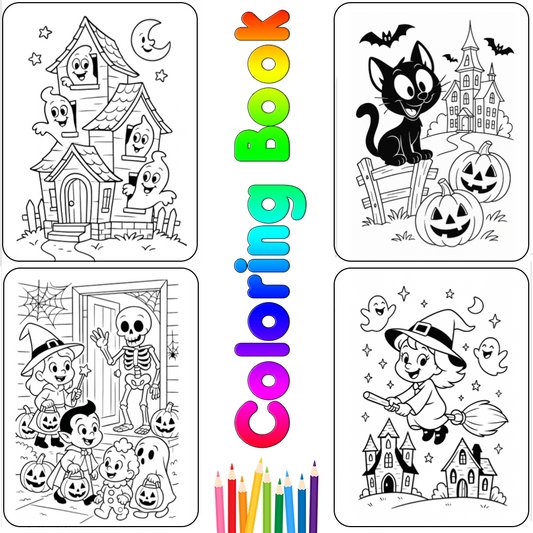 Kid-Friendly Halloween Activity Set – Cute Ghosts, Witches, and Haunted Houses