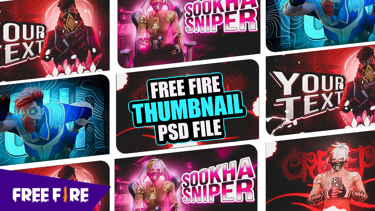 Ultimate Free Fire Thumbnail PSD Pack | Fully Editable Gaming Templates